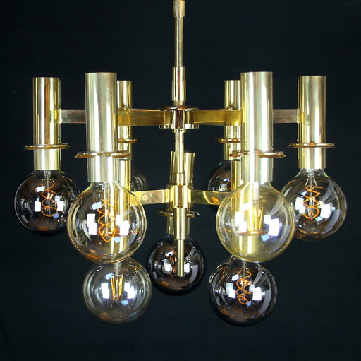 Ott International Brass And Glass Scandinavian Chandelier