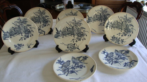 8x Piatti Vintage con Uccelli