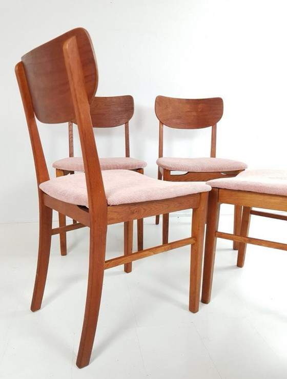 Image 1 of Chaises vintage en bois de teck 6 pcs côte rose