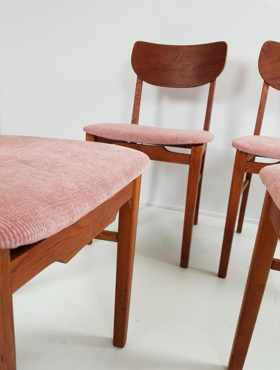 Image 1 of Chaises vintage en bois de teck 6 pcs côte rose