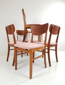 Vintage teak wooden chairs 6 pcs pink rib