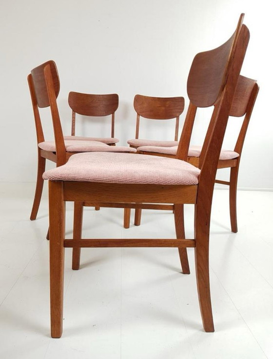 Image 1 of Chaises vintage en bois de teck 6 pcs côte rose