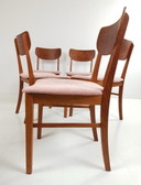 Vintage teak wooden chairs 6 pcs pink rib