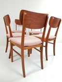 Vintage teak wooden chairs 6 pcs pink rib