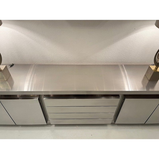 Image 1 of Vintage brushed steel sideboard by Lodovico Acerbis, Italy 1970
