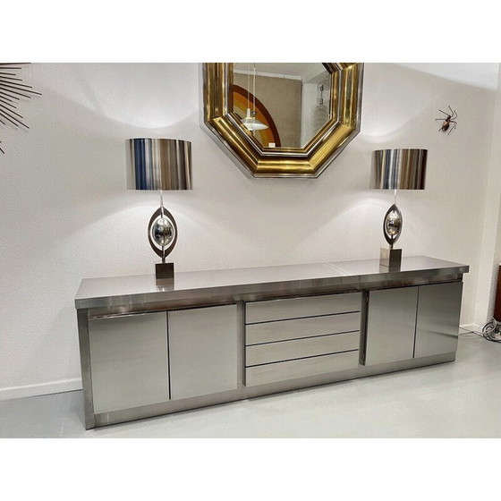 Image 1 of Vintage brushed steel sideboard by Lodovico Acerbis, Italy 1970