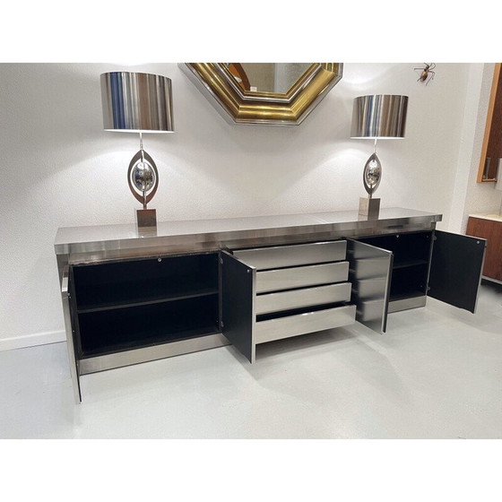Image 1 of Vintage brushed steel sideboard by Lodovico Acerbis, Italy 1970