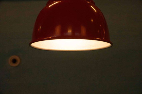 Image 1 of Space age pendant lamp 70s, minimalist Swedish pendant red