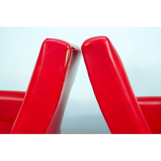 Image 1 of Coppia di poltrone girevoli rosse vintage di Drevotvar, 1978