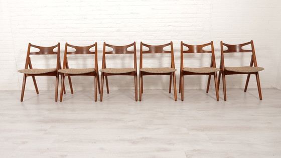 Image 1 of Set Of 6 Dining Chairs | 'Sawbuck Chair' | Ch29P | Hans Wegner | Carl Hansen