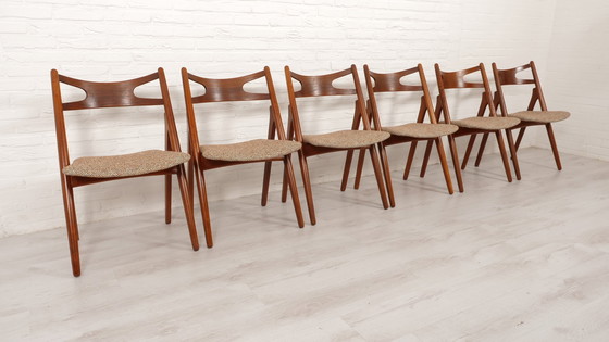 Image 1 of Set Of 6 Dining Chairs | 'Sawbuck Chair' | Ch29P | Hans Wegner | Carl Hansen