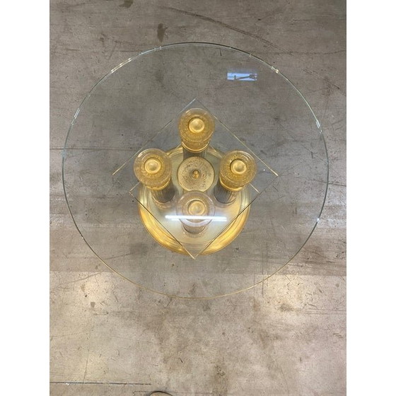 Image 1 of 1980S Vintage Venetian Black And Gold Coffee Table In Murano Glass Attributed