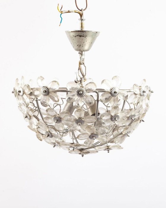 Image 1 of Lampe suspendue florale en plastique de Doria Leuchten, années 1970