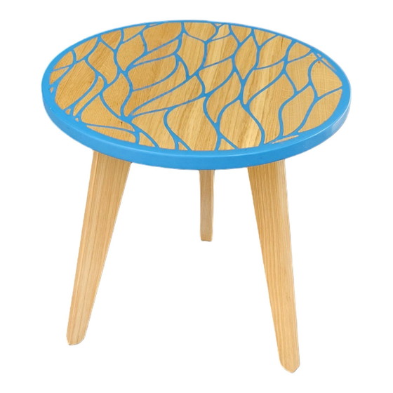 Image 1 of Oak Round Pastel Blue Side Table