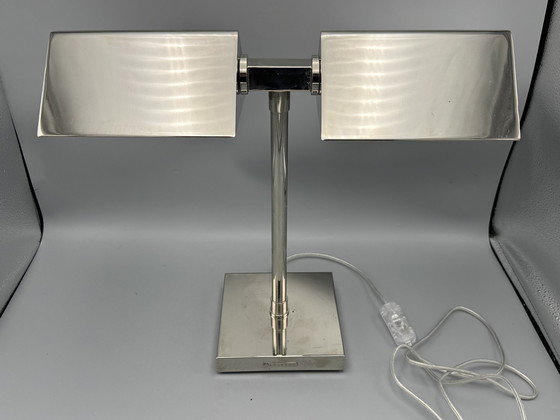Image 1 of Lampada da tavolo vintage Ralph Lauren in argento cromato Banker'S