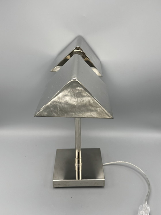 Image 1 of Lampada da tavolo vintage Ralph Lauren in argento cromato Banker'S