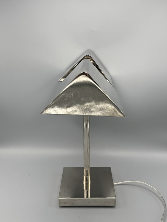 Image 1 of Lampada da tavolo vintage Ralph Lauren in argento cromato Banker'S