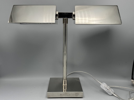 Image 1 of Lampada da tavolo vintage Ralph Lauren in argento cromato Banker'S