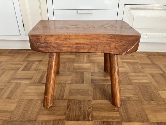 Image 1 of Brutalist oak stool/table