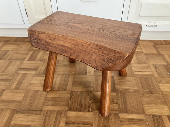 Image 1 of Brutalist oak stool/table