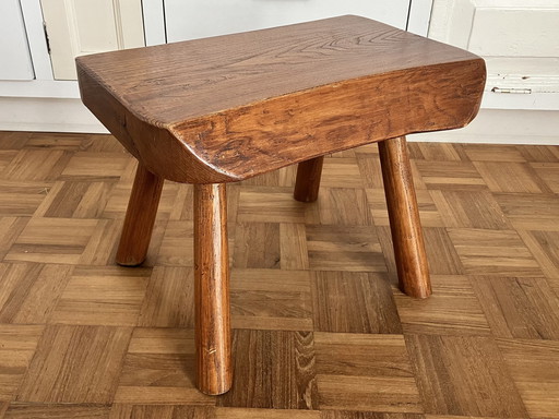 Brutalist oak stool/table