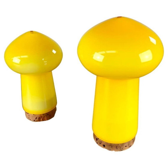 Image 1 of Vintage Danish salt and pepper set in yellow glass by Michael Bang for Holmegaard, 1970s