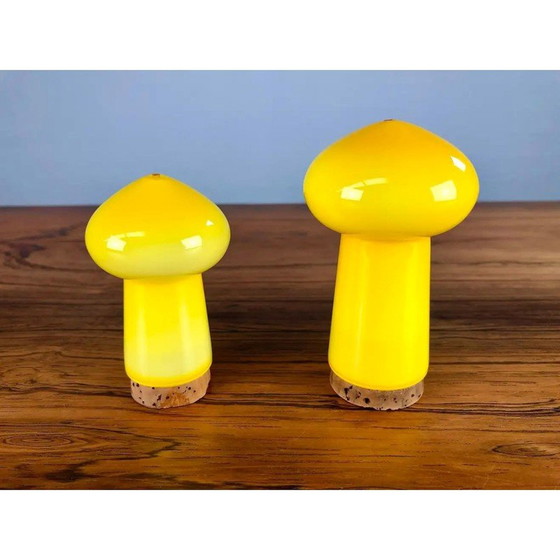 Image 1 of Vintage Danish salt and pepper set in yellow glass by Michael Bang for Holmegaard, 1970s