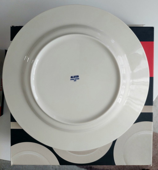 Set Alessi Ettore Sottsass 4 Plates And 4 Cups