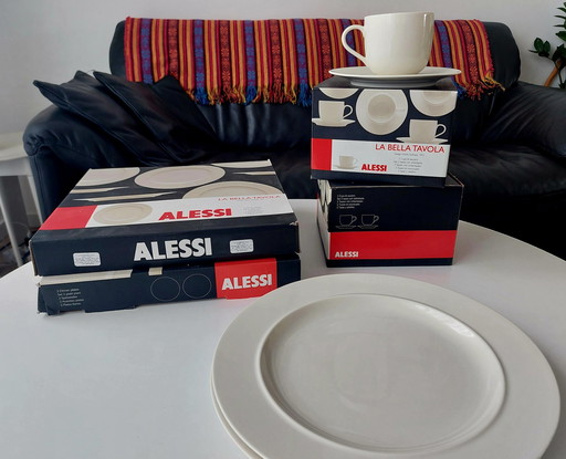 Set Alessi Ettore Sottsass 4 Plates And 4 Cups