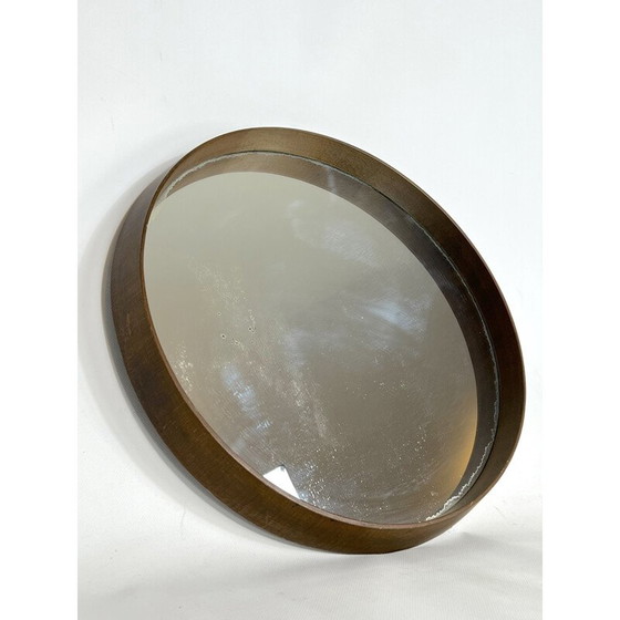 Image 1 of Specchio da parete rotondo in legno italiano d'epoca, anni '50