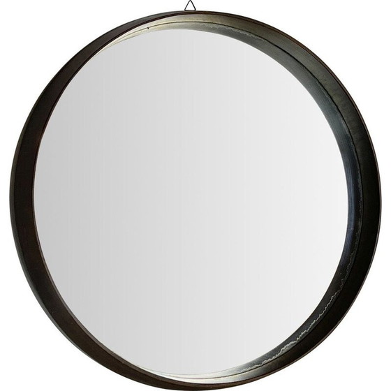 Image 1 of Specchio da parete rotondo in legno italiano d'epoca, anni '50