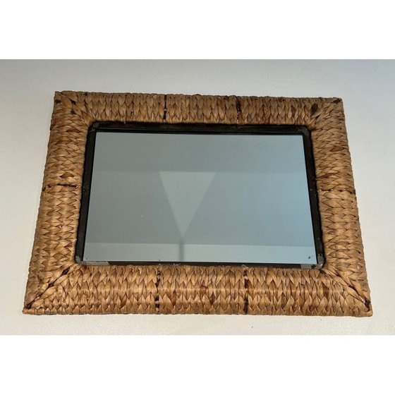 Image 1 of Vintage rectangular rope mirror, France 1970