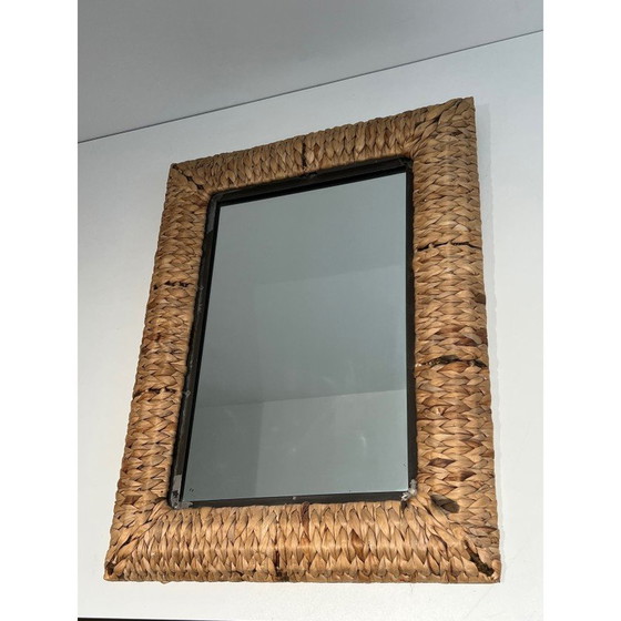 Image 1 of Vintage rectangular rope mirror, France 1970