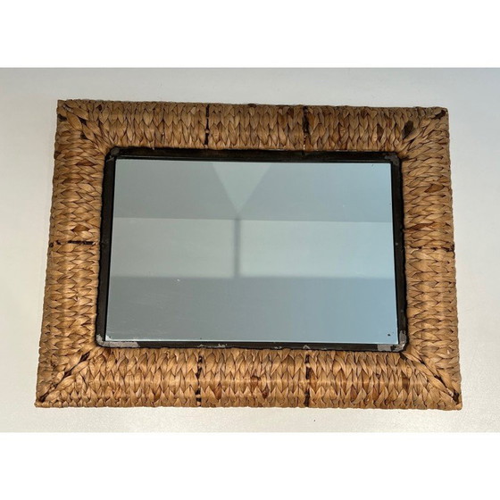 Image 1 of Vintage rectangular rope mirror, France 1970
