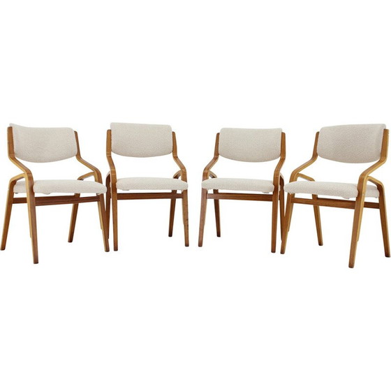 Image 1 of Set of 4 vintage bentwood and bouclé fabric chairs by Ludvík Volák for Dřevopodnik Holešov, Czechoslovakia 1970s