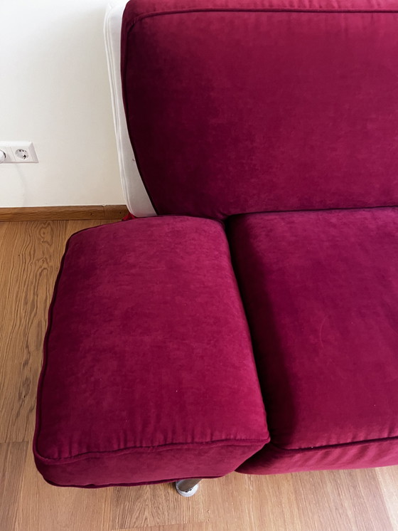 Image 1 of Red 3 Person Sofa With Adjustable Armrests