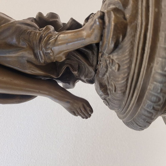 Image 1 of Pair of vintage calamine and wood table lamps