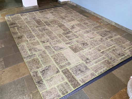 Alfombra patchwork, lana y algodón