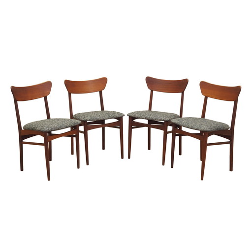 Set Of Four Teak Chairs, Danish Design, 1970S, Production: Denmark