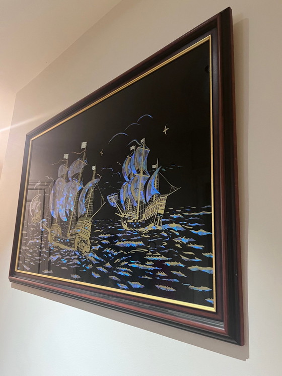 Image 1 of Art Deco Painting Under Glass