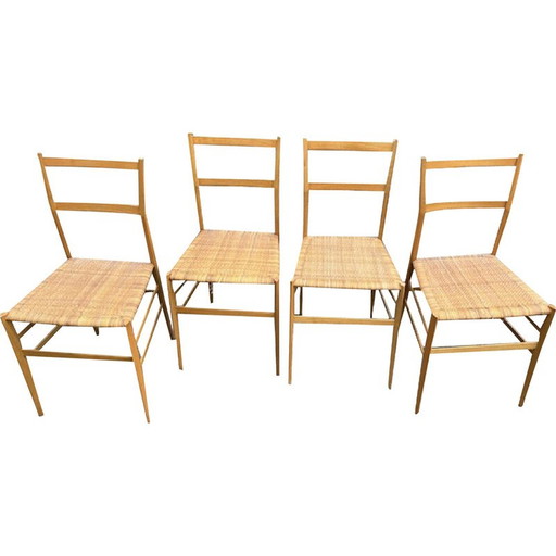 Set of 4 vintage Super Leggera chairs by Gio Ponti for Cassina, Italy 1957
