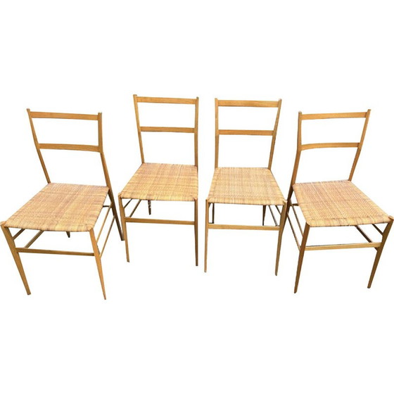 Image 1 of Set of 4 vintage Super Leggera chairs by Gio Ponti for Cassina, Italy 1957