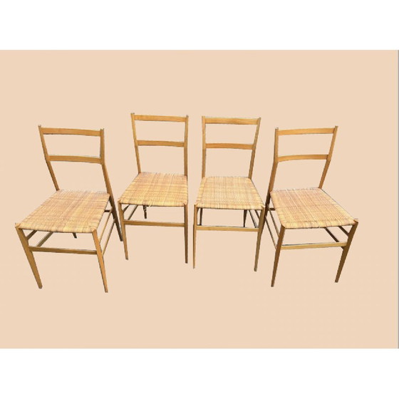 Image 1 of Set of 4 vintage Super Leggera chairs by Gio Ponti for Cassina, Italy 1957