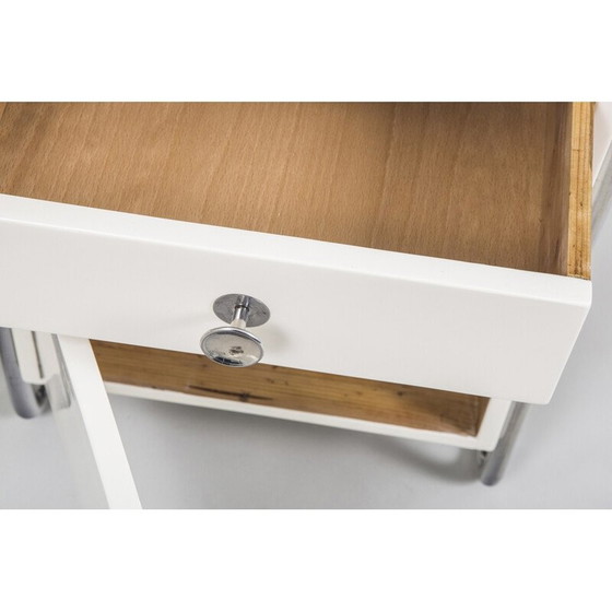 Image 1 of Pair of vintage Bauhaus bedside tables in chrome steel and lacquered wood for Sab, Czechoslovakia 1930