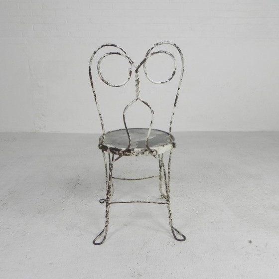 Image 1 of ORNATE STEEL AMERICAN ICE CREAM PARLOR CHAIR, 1940S