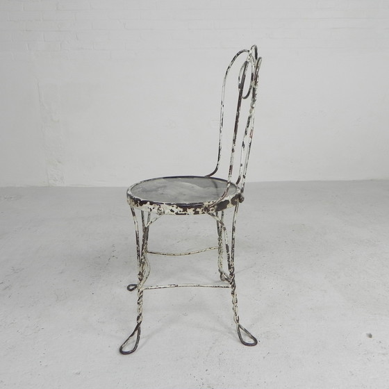 Image 1 of ORNATE STEEL AMERICAN ICE CREAM PARLOR CHAIR, 1940S