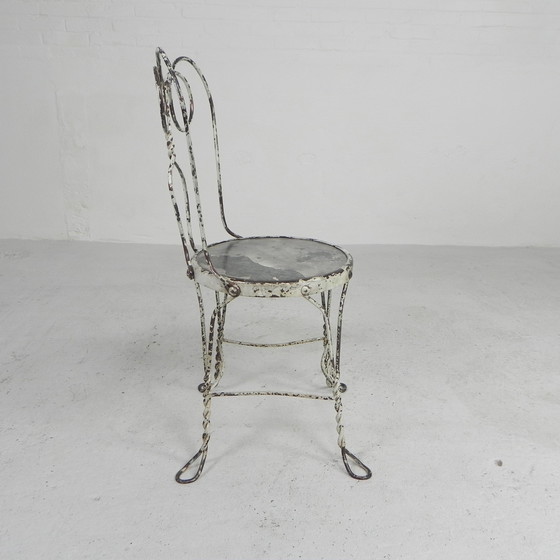 Image 1 of ORNATE STEEL AMERICAN ICE CREAM PARLOR CHAIR, 1940S