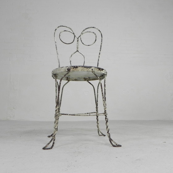 Image 1 of ORNATE STEEL AMERICAN ICE CREAM PARLOR CHAIR, 1940S