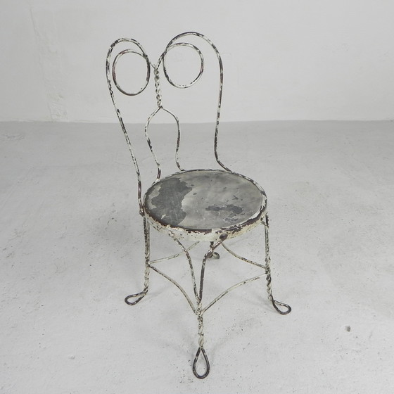 Image 1 of ORNATE STEEL AMERICAN ICE CREAM PARLOR CHAIR, 1940S