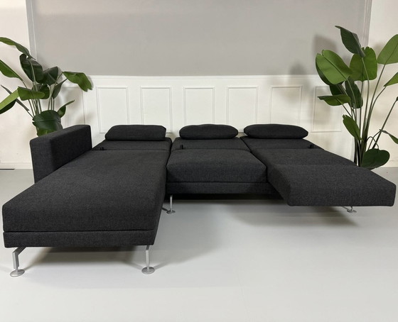 Image 1 of Brühl Moule corner sofa fabric sofa couch sleeping function gray castors